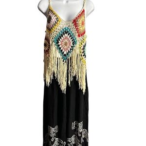 Blue and Red Spaghetti Strap Maxi Sundress. CL/BLK 25